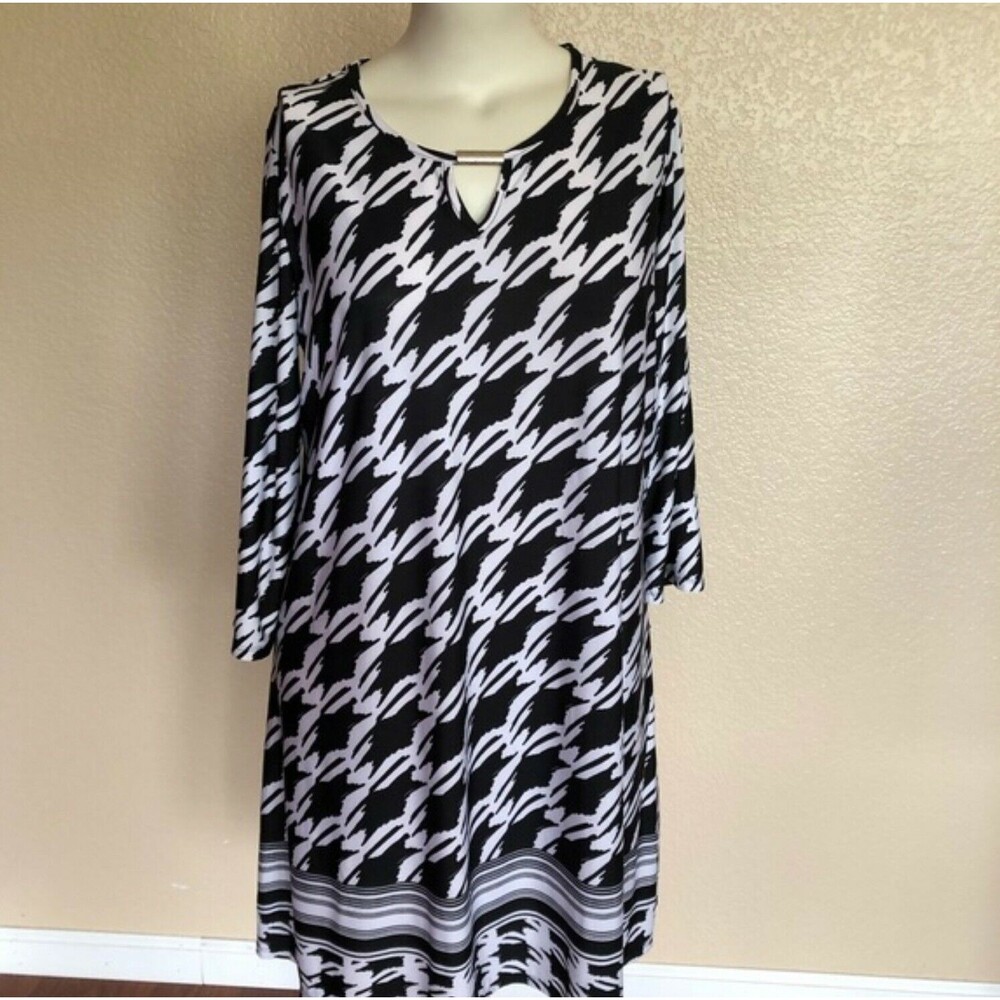 New Directions ND Black and White Keyhole Crepe Dress XL New
